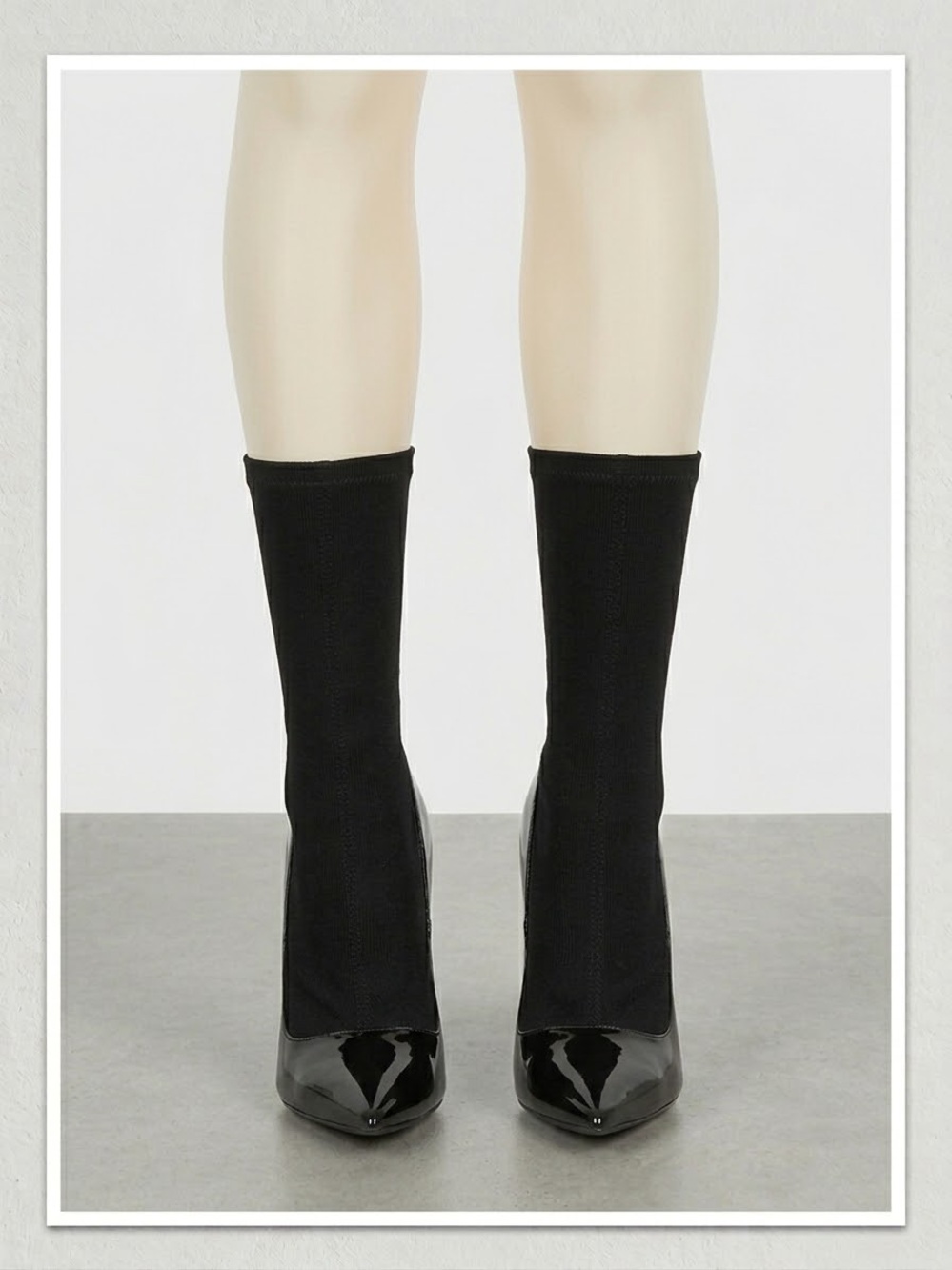 Balenciaga Black Sock Boot Covers with Patent Toe